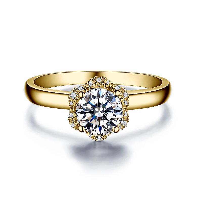 Solitaire Captivante Renoncule - Bague Diamanté & Or Jaune | Gemperles - 5