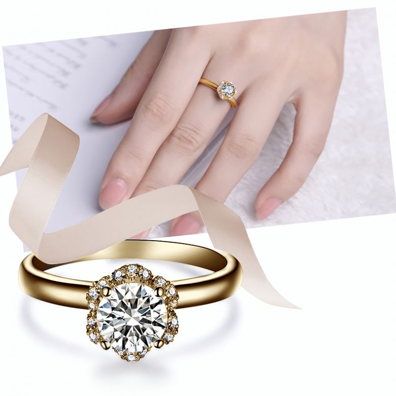 Solitaire Captivante Renoncule - Bague Diamanté & Or Jaune | Gemperles - 6