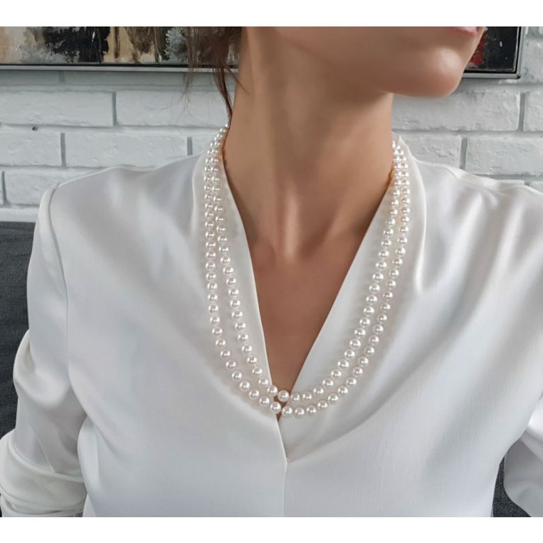 Collier double fil perles eau douce - 7/7.5mm - AAA - 2