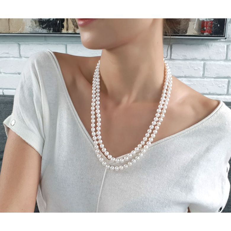 Collier double fil perles eau douce - 7/7.5mm - AAA - 9