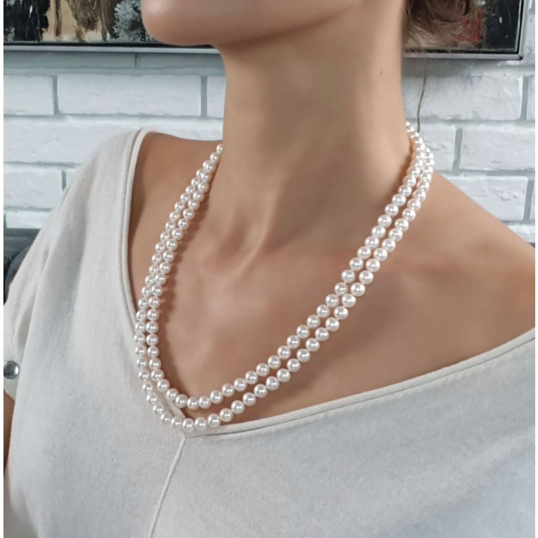 Collier double fil perles eau douce - 7/7.5mm - AAA - 8