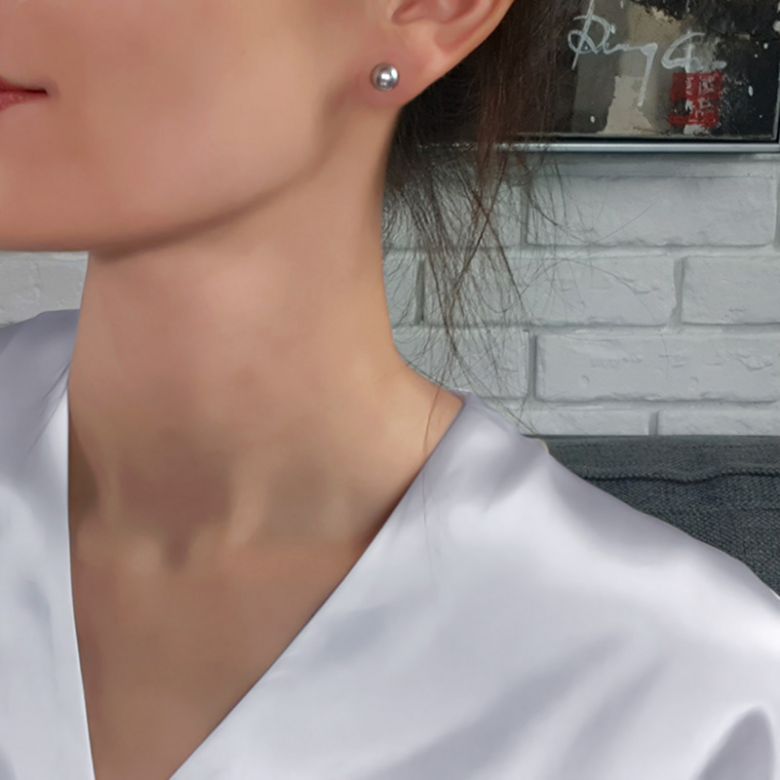 Boucles d'oreilles perles eau douce lavandes - 8/11mm - AAA - Or blanc - 2