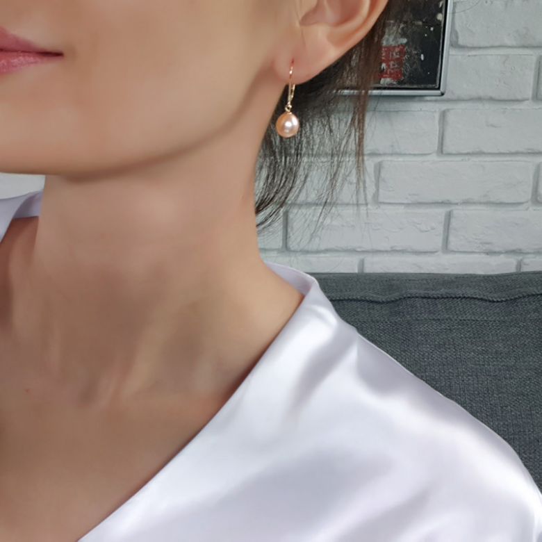 Boucles oreilles perles eau douce - 8/8.5mm - AA+ - Or blanc - 4