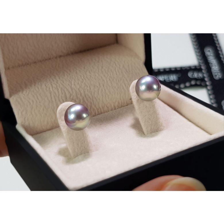 Boucles d'oreilles perles eau douce lavandes - 8/11mm - AAA - Or blanc - 3