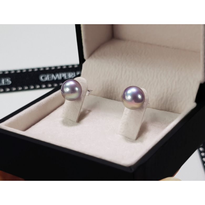 Boucles d'oreilles perles eau douce lavandes - 8/11mm - AAA - Or blanc - 4