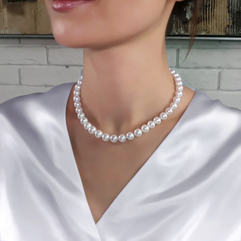 Collier perles eau douce blanches - 8.5/9.5mm - AAA - 5