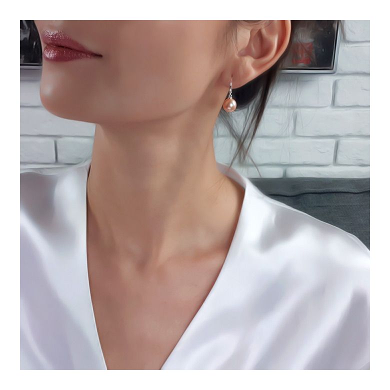 Boucles d'oreilles perles eau douce - 8/9mm - GEMME - Or blanc - 2