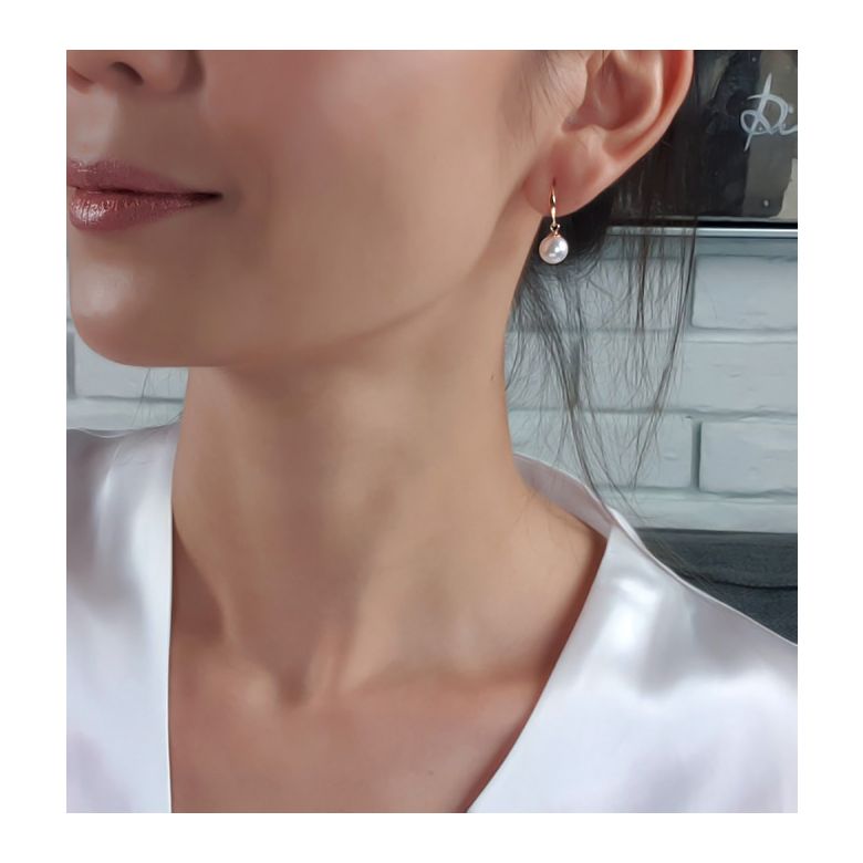 Boucles d'oreilles perles Akoya blanches - 7/7.5mm - AAA - Or jaune - 2