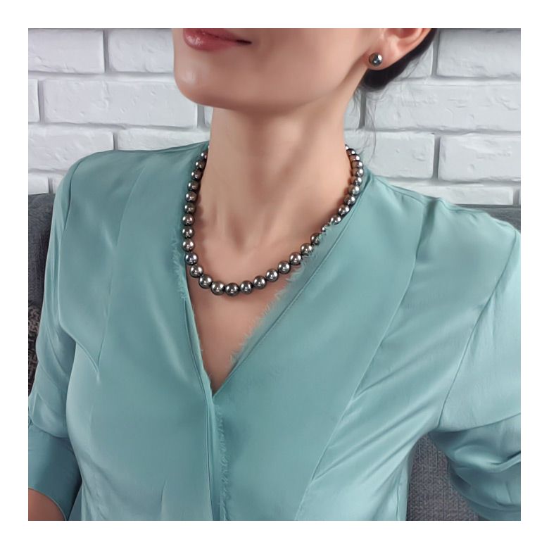Collier perles de Tahiti noires - 9/11mm - AAA - 7