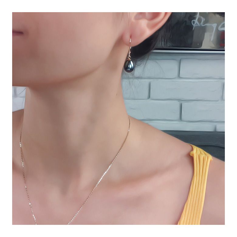 Boucles d'oreilles perles eau douce noires - 8.5/9mm - AA+ - Or jaune - 3