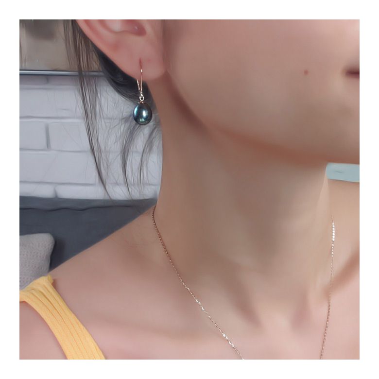 Boucles d'oreilles perles eau douce noires - 8.5/9mm - AA+ - Or jaune - 4