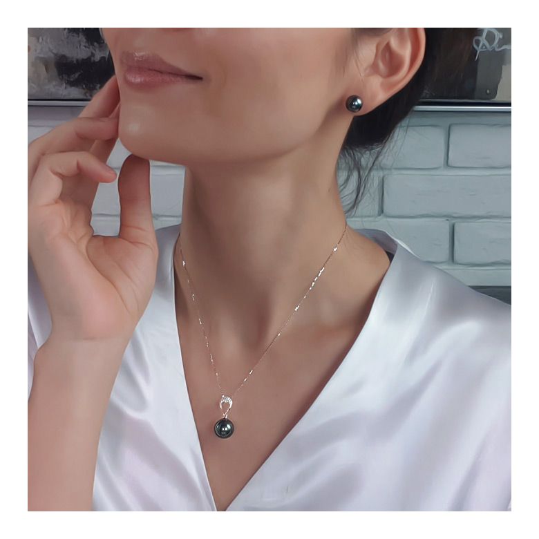 Pendentif perle de Tahiti noire - 12/13mm - GEMME - 6