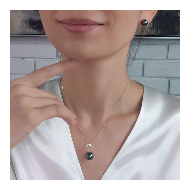 Pendentif perle de Tahiti noire - 12/13mm - GEMME - 7