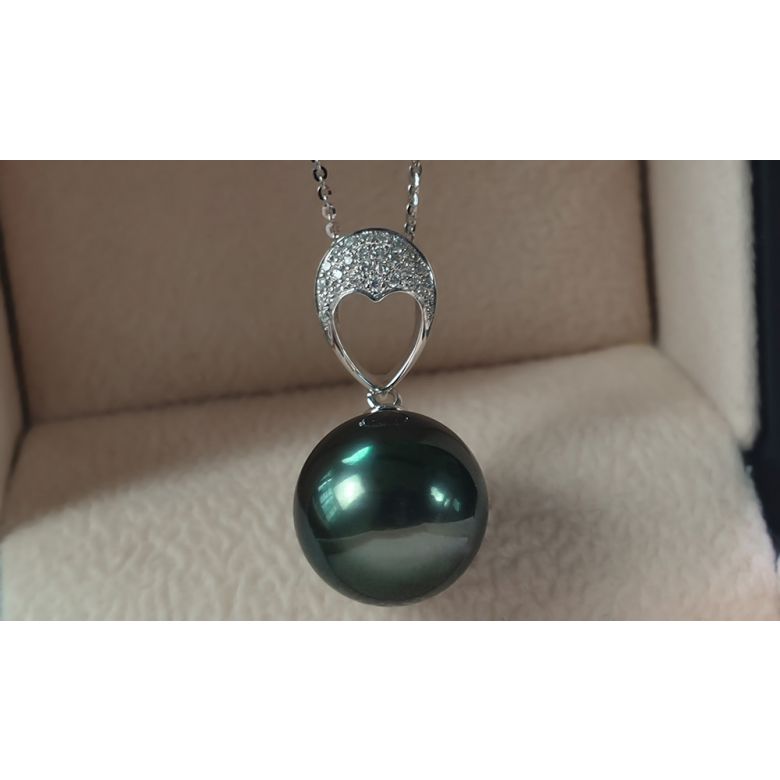 Pendentif perle de Tahiti noire - 12/13mm - GEMME - 5