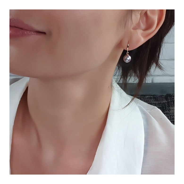 Boucles oreilles perles culture eau douce lavandes - Crochets or jaune - 2