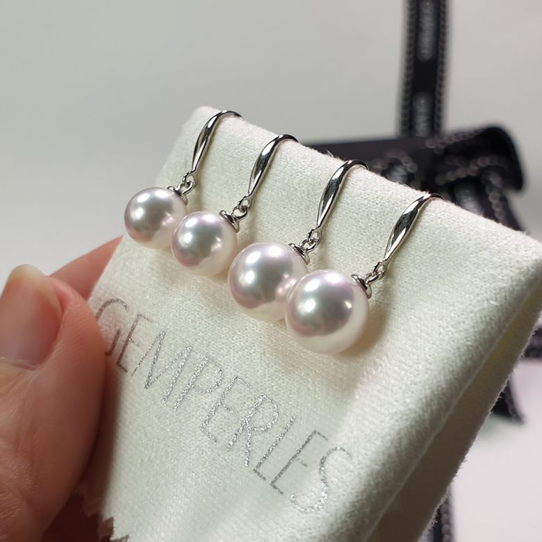 Boucles d'oreilles perles Akoya - 7/7.5mm - AAA - Or blanc - 6