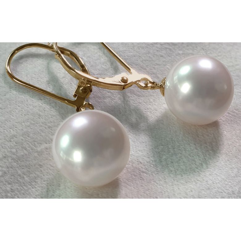 Boucles d'oreilles perles eau douce blanches - 8/11mm - AAA - Or jaune - 3
