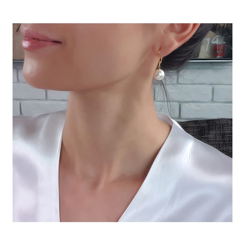 Boucles d'oreilles perles d'eau douce - 8/11mm - AAA - Or blanc - 4