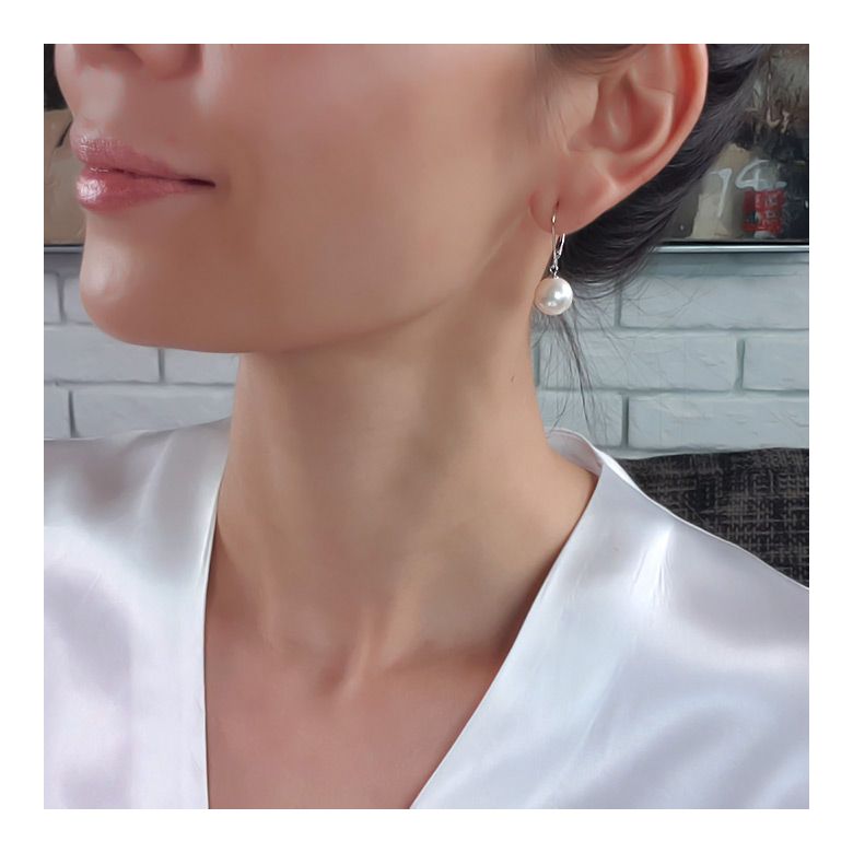 Boucles d'oreilles perles d'eau douce blanches - 8/11mm - GEMME - Or blanc - 2