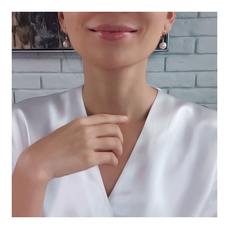 Boucles d'oreilles perles d'eau douce blanches - 8/11mm - GEMME - Or blanc - 4