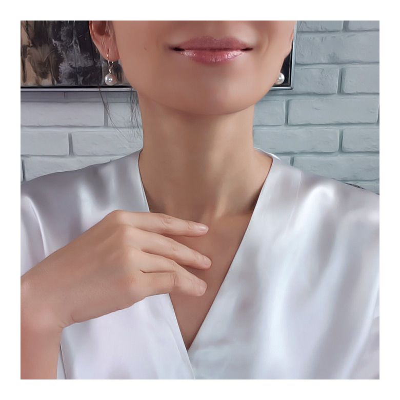 Boucles d'oreilles perles d'eau douce - 8/11mm - AAA - Or blanc - 5