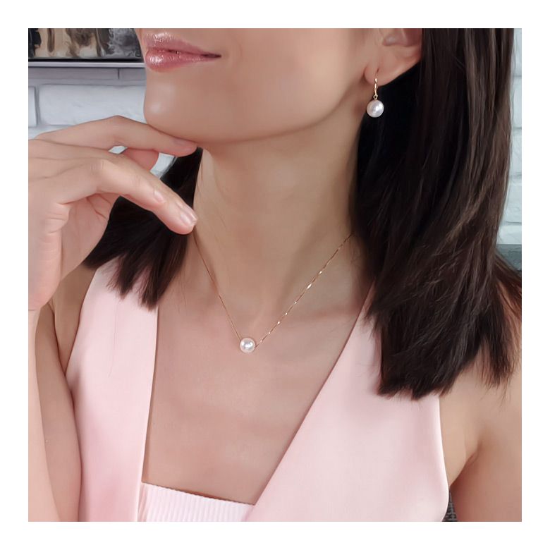 Boucles d'oreilles perles eau douce blanches  - AAA - Or jaune - 2