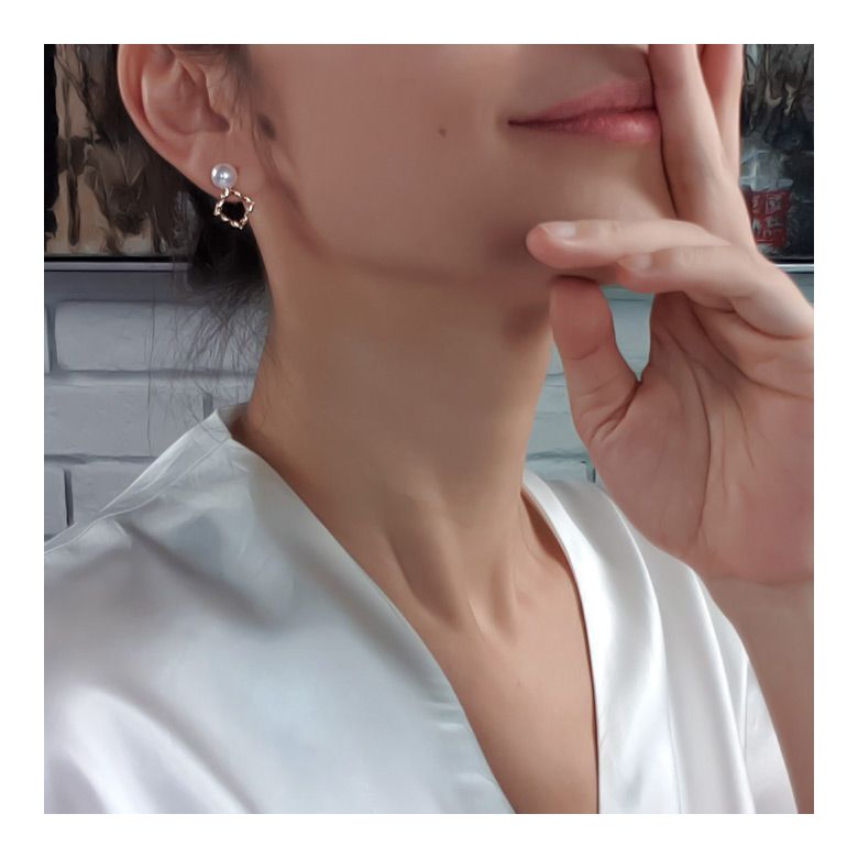 Boucles Oreilles Étoiles Filantes Perle Akoya Or Jaune - 5