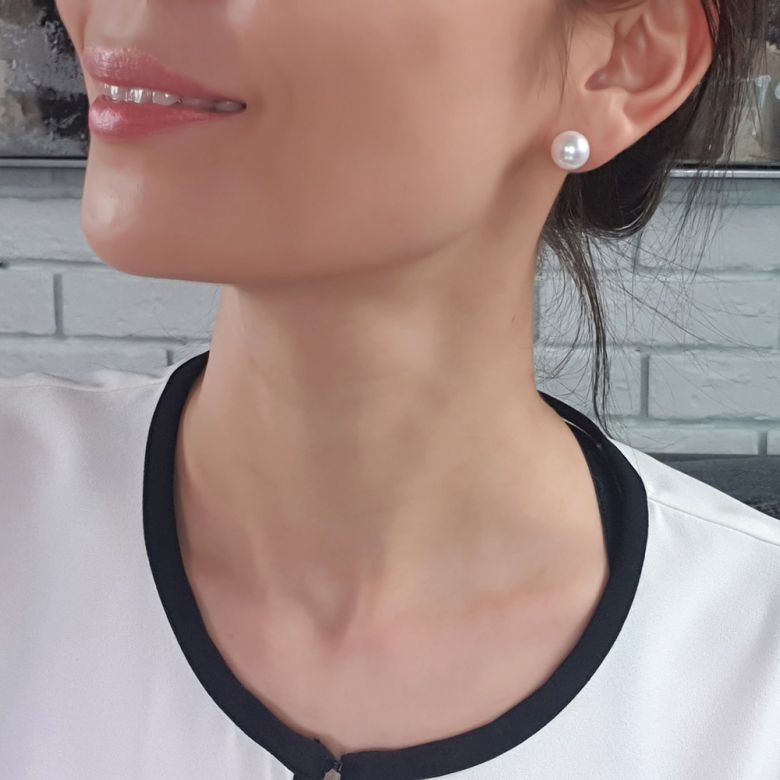 Boucles d'oreilles perles eau douce blanches - 9.9.5mm - AAA - Or jaune - 11
