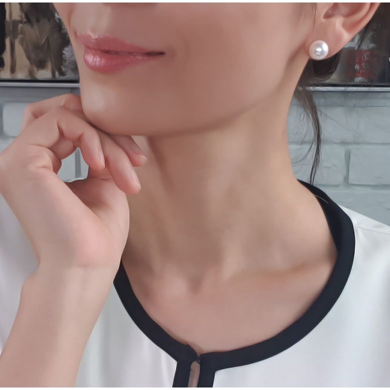 Boucles d'oreilles perles eau douce blanches - 9.9.5mm - AAA - Or jaune - 13