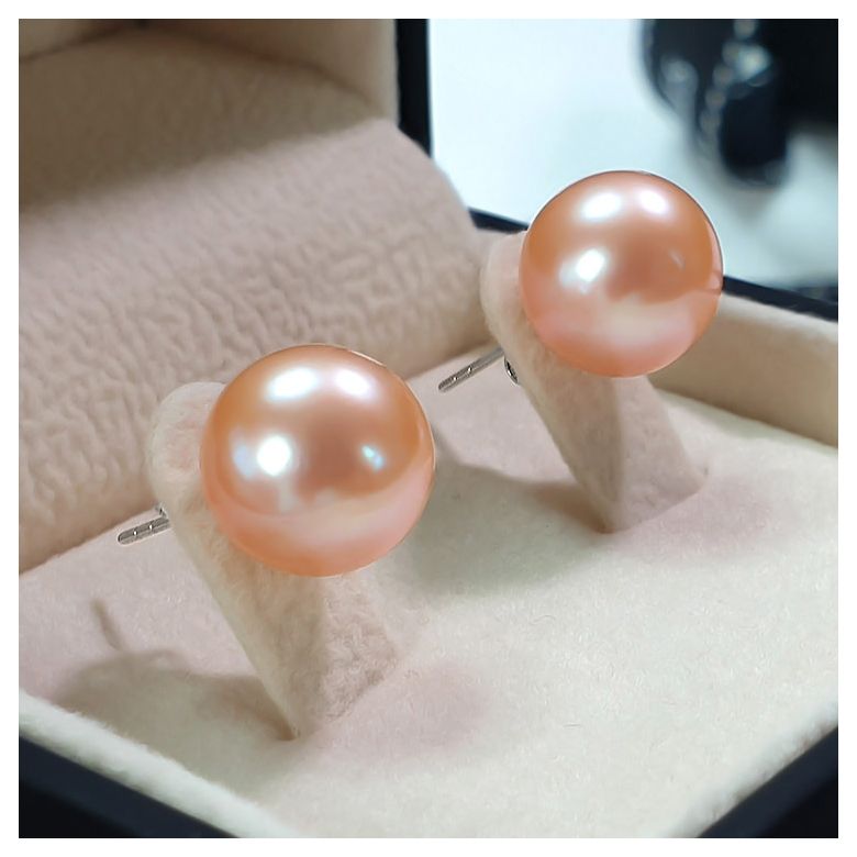 Boucles d'oreilles perles eau douce - 8/11mm - AAA - Or blanc - 6