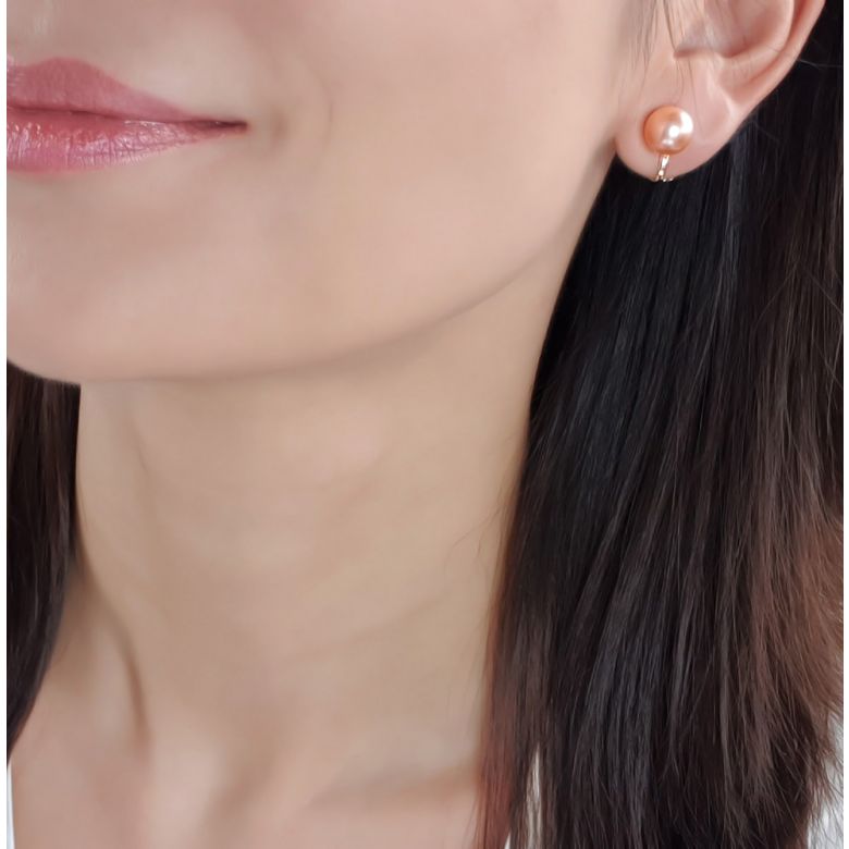 Boucles d'oreilles clip or jaune et perles de culture - 9