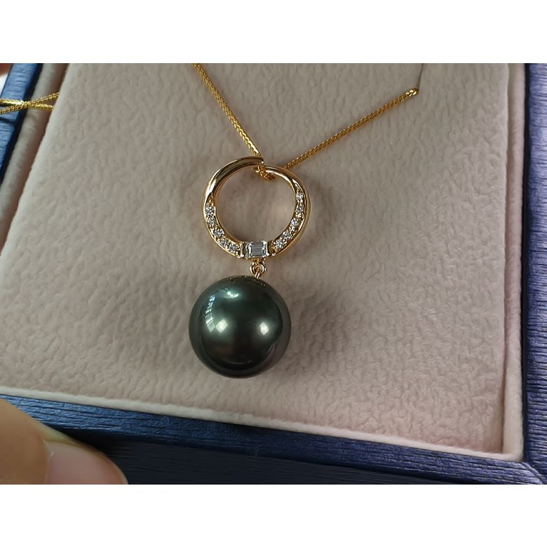 Pendentif perle de Tahiti noire - 12/13mm - AAA - 4
