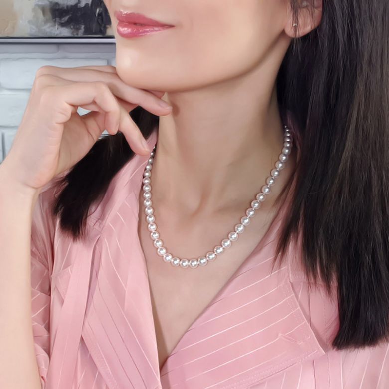 Collier de perles Akoya blanches. 7/7.5mm, AAA - 4