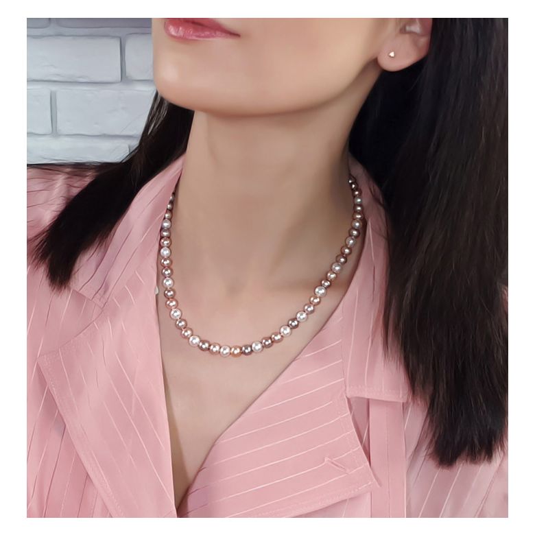 Collier perles eau douce multicolores  - 6.5/7mm - AAA - 2