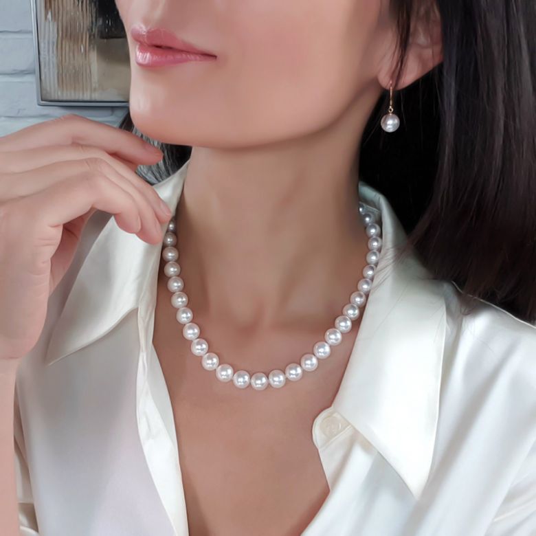 Collier perles eau douce blanches - 9.5/10.5mm - AAA  - 3