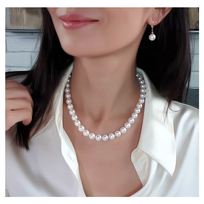 Collier perles eau douce blanches - 9.5/10.5mm - AAA  - 2