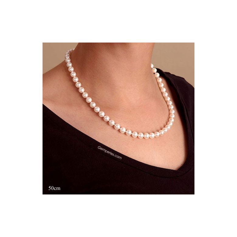 Collier perles eau douce blanches - 7/7.5mm - AAA - 9