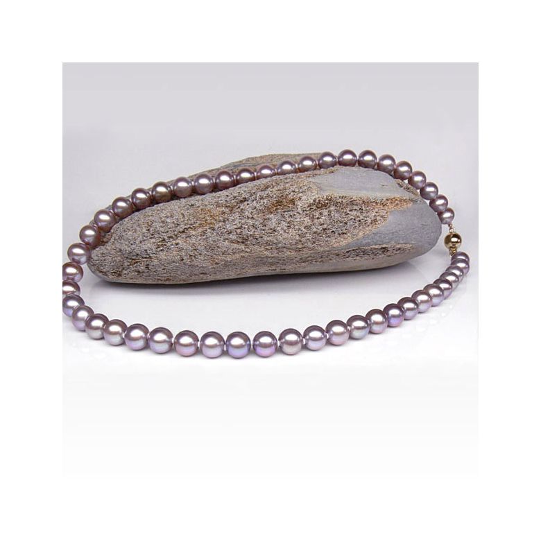 Collier perles lavandes. Perle culture eau douce 7.5/8mm - 5