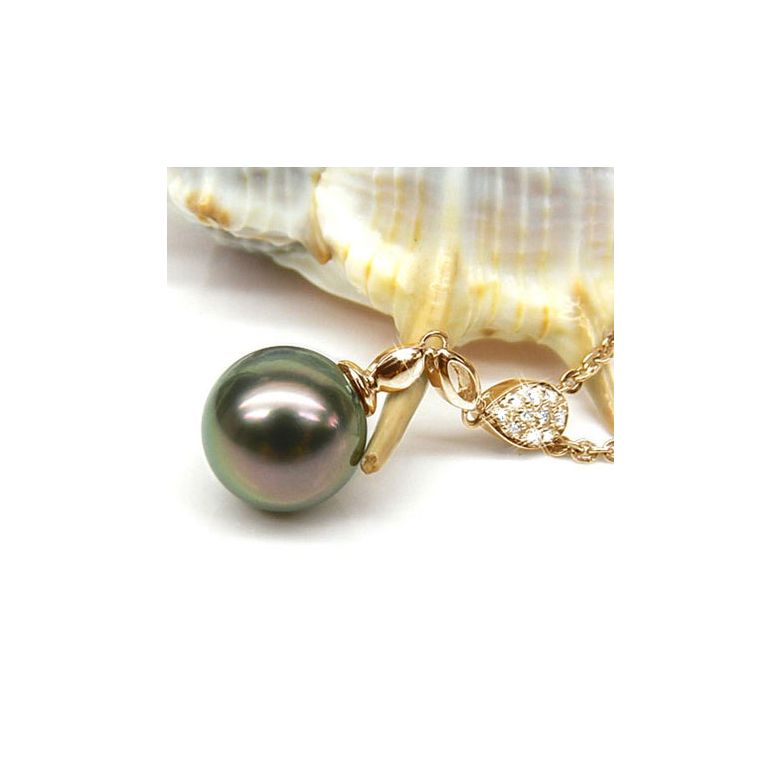 Pendentif Arue - Perle de Tahiti - Or jaune, diamants - 2