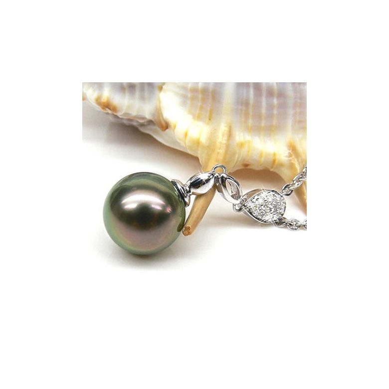 Pendentif Arue - Perle de Tahiti - Or blanc, diamants - 3