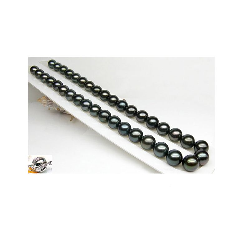 Collier perles de Tahiti noires - 10/12mm - AAA - 3