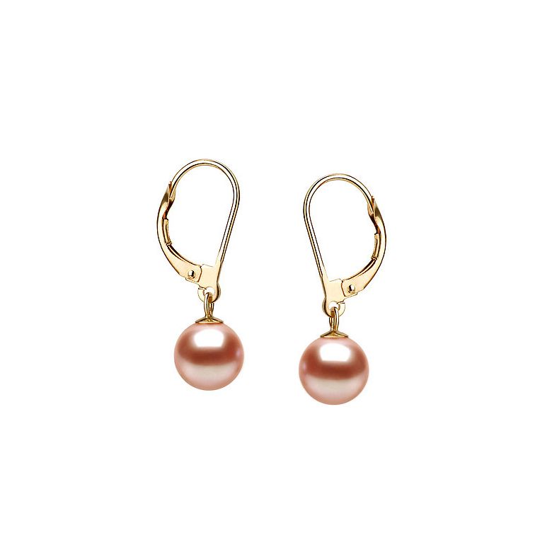 Boucles d'oreilles perles eau douce roses - 8/11mm - AAA - Or jaune - 1