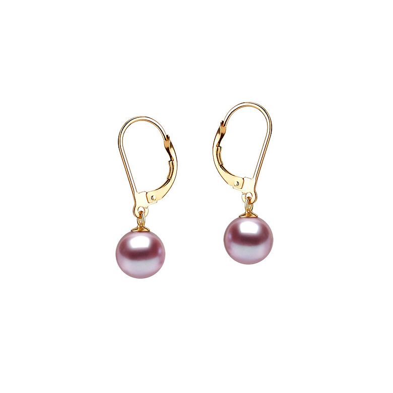Boucles d'oreilles perles eau douce lavandes - 8/11mm - AAA - Or jaune - 1