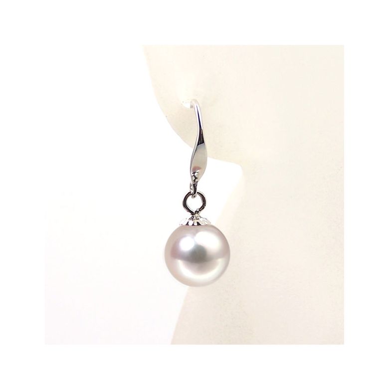 Boucles d'oreilles perles Akoya blanches - 7/7.5mm - AAA - Or blanc - 2