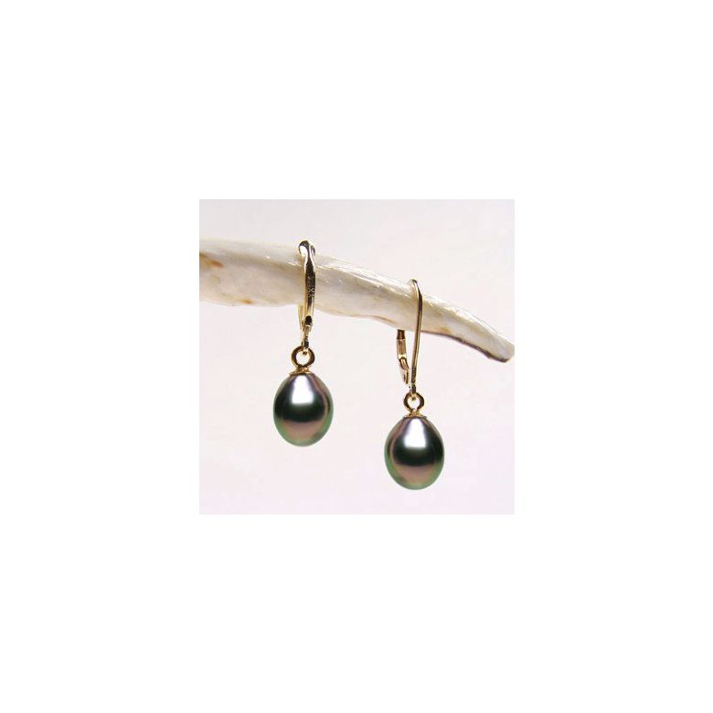 Boucles d'oreilles perles eau douce noires - 8.5/9mm - AA+ - Or jaune - 2