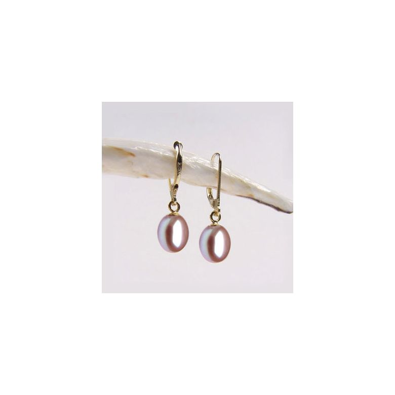 Boucles oreilles perles eau douce - 8/8.5mm - AA+ - Or jaune - 2