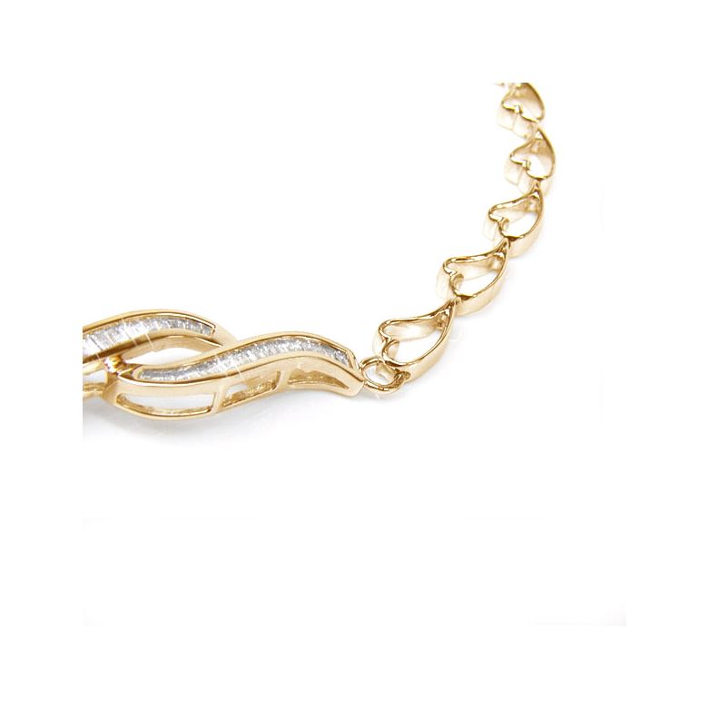 Collier maille coeur - Or jaune, diamants - Perle Australie dorée - 8