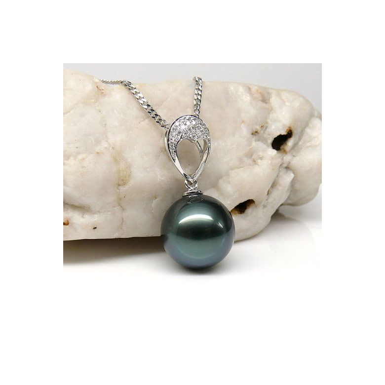 Pendentif perle de Tahiti noire - 12/13mm - GEMME - 3