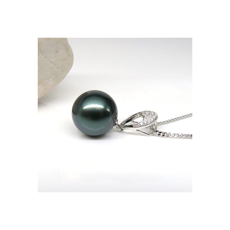 Pendentif perle de Tahiti noire - 12/13mm - GEMME - 4