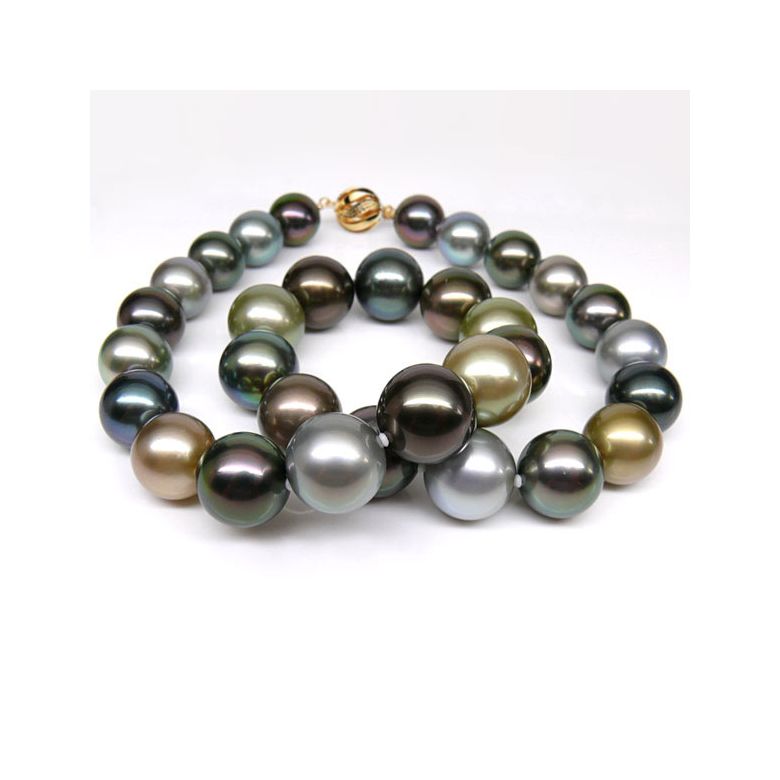 Collier perles de Tahiti multicolores - 12/14mm - AAA - 3